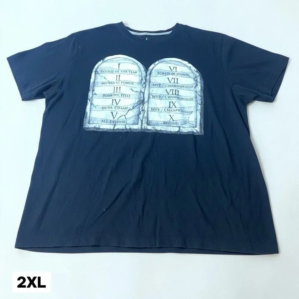 Nike Air Jordan T-Shirt Ten Commandments Graphic Tee Black Mens Size 2XL